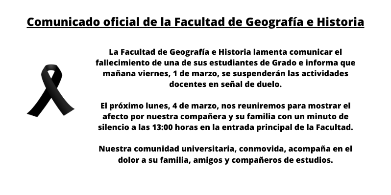 Comunicado oficial de la Facultad de Geografía e Historia